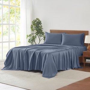 MODERN THREADS 400 Thread Count 100% Tencel 4-Piece Sheet Set, Blue, Queen