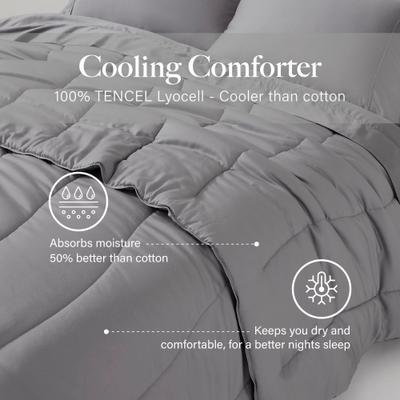 Show full view: MODERN THREADS TENCEL Lyocell Luxury Ultra Soft Down Alternative Comforter, Platinum, Queen slide 3 of 7