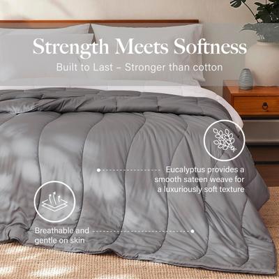 Show full view: MODERN THREADS TENCEL Lyocell Luxury Ultra Soft Down Alternative Comforter, Platinum, Queen slide 4 of 7