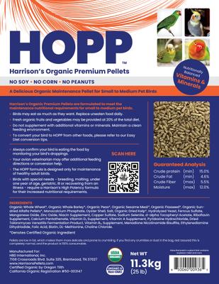 Show full view: Harrison's Bird Foods Organic Premium Pellet Bird Food, 25-lb Bag slide 2 of 4