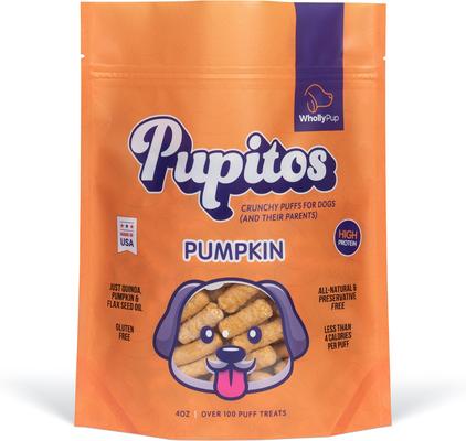 Show full view: Wholly Pup Pupitos Quinoa & Pumpkin Puffs Crunchy Dog Treats, 4-oz bag slide 3 of 4