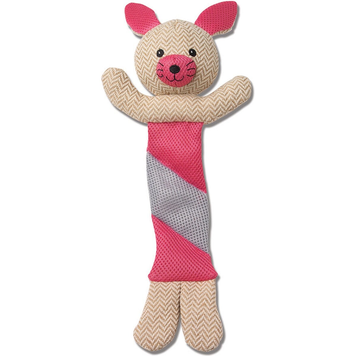 PetRageous Designs PatchRageous Bunny Squeak & Crinkle Plush Toy, Pink, 16-in