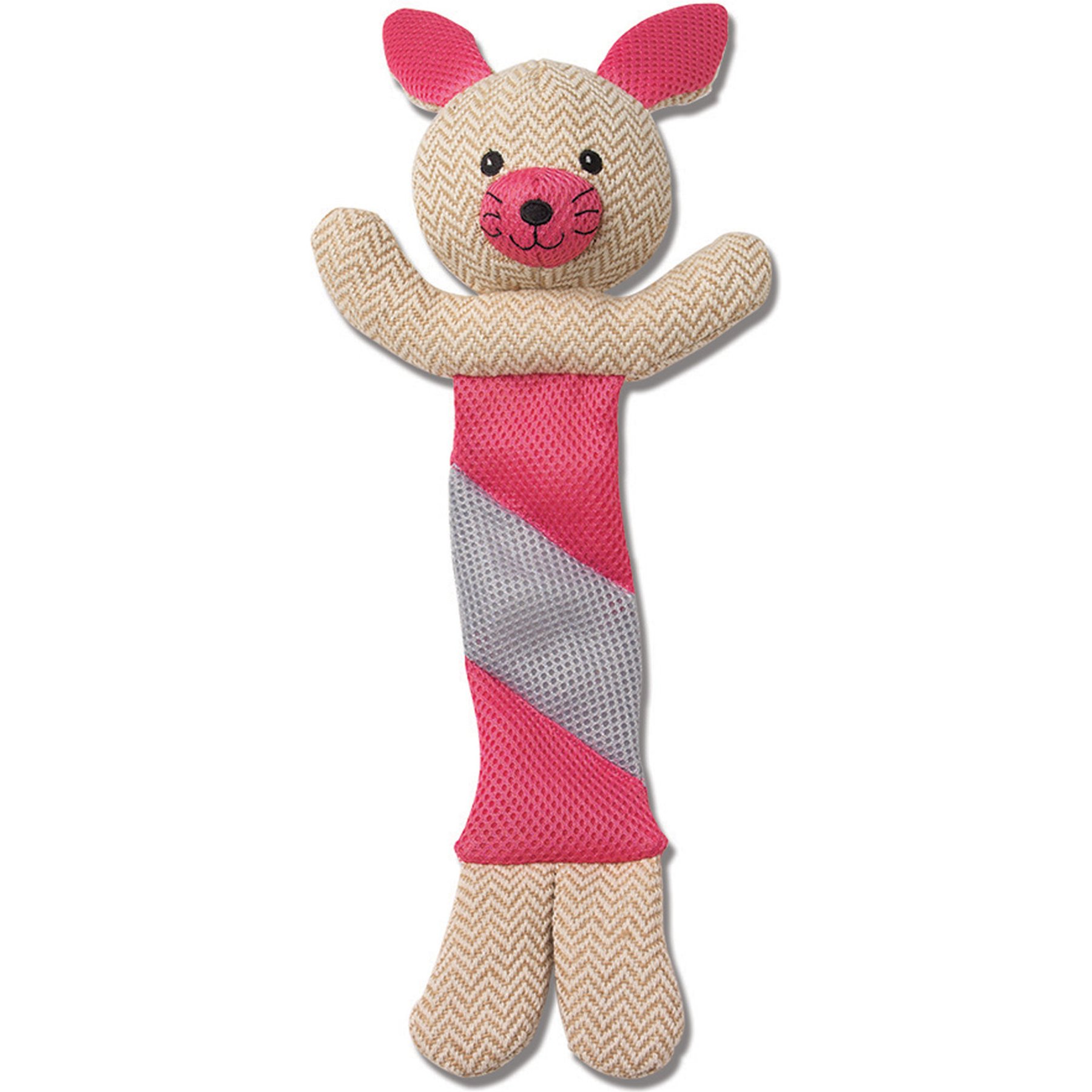 PetRageous Designs PatchRageous Bunny Squeak & Crinkle Plush Toy, Pink, 16-in