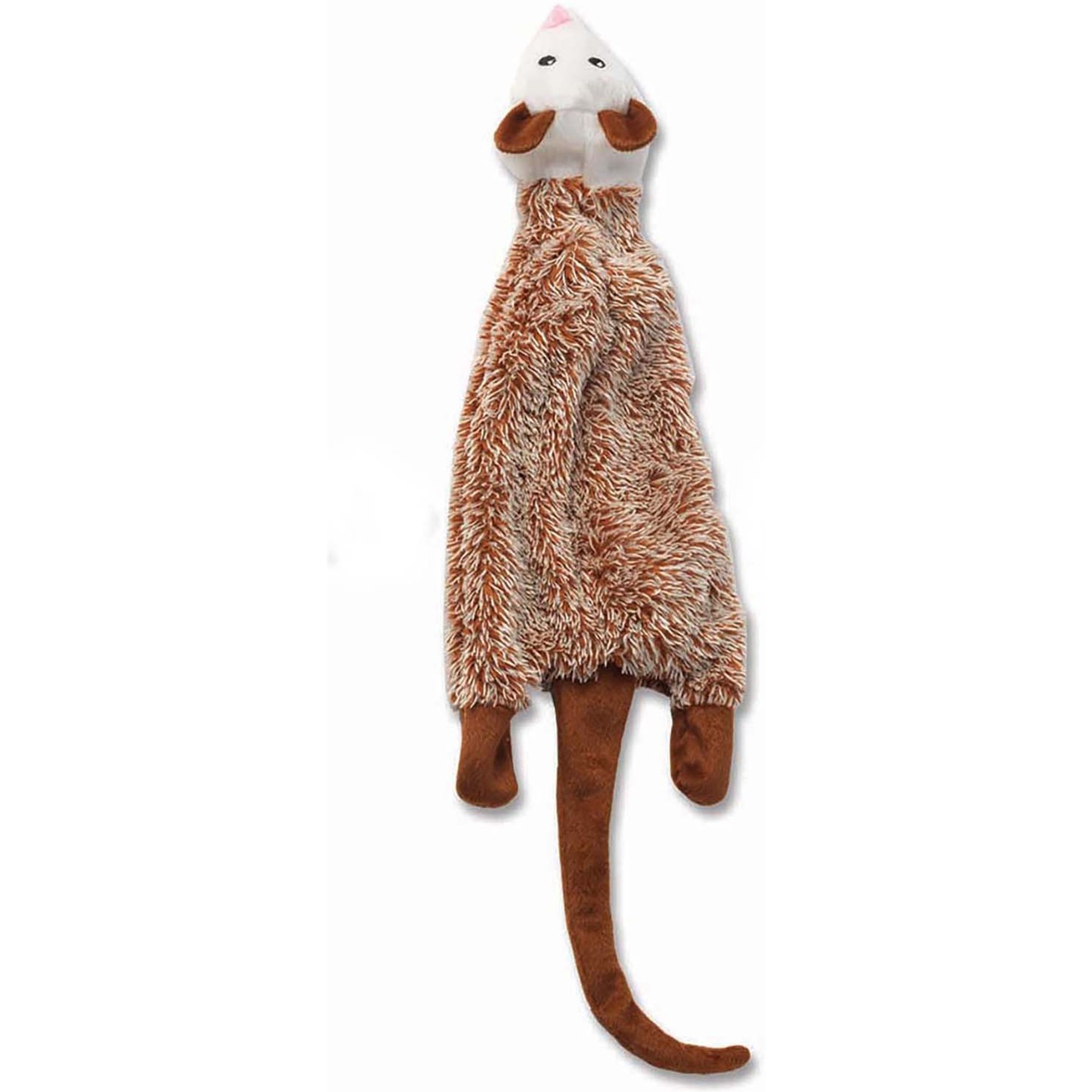 PetRageous Designs RoadRageous Opossum Stuffless Body Squeak Plush Toy, Brown, 22-in