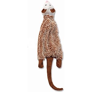 PetRageous Designs RoadRageous Opossum Stuffless Body Squeak Plush Toy, Brown, 22-in