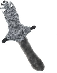 PetRageous Designs RoadRageous Raccoon Stuffless Body Squeak Plush Toy, Grey, 22-in