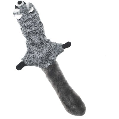 PetRageous Designs PetRageous Designs RoadRageous Raccoon Stuffless Body Squeak Plush Toy, Grey, 22-in