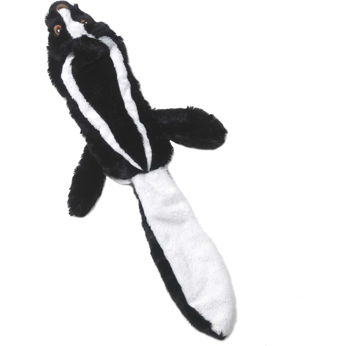 PetRageous Designs RoadRageous Skunk Stuffless Body Squeak Plush Toy, Black, 22-in