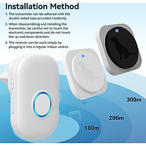 MEGAPAWS Wireless Smart Dog Doorbell, 2 count, White