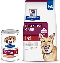 Hill's Prescription Diet i/d Digestive Care with Turkey Canned Dog Food, 13-oz, case of 12 & Hill's Prescription Diet i/d Digestive Care Chicken Flavor Dry Dog Food, 17.6-lb bag