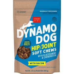 Cloud Star Dynamo Dog Hip & Joint Bacon Formula Grain-Free Soft Chew Dog Treats, 14-oz bag