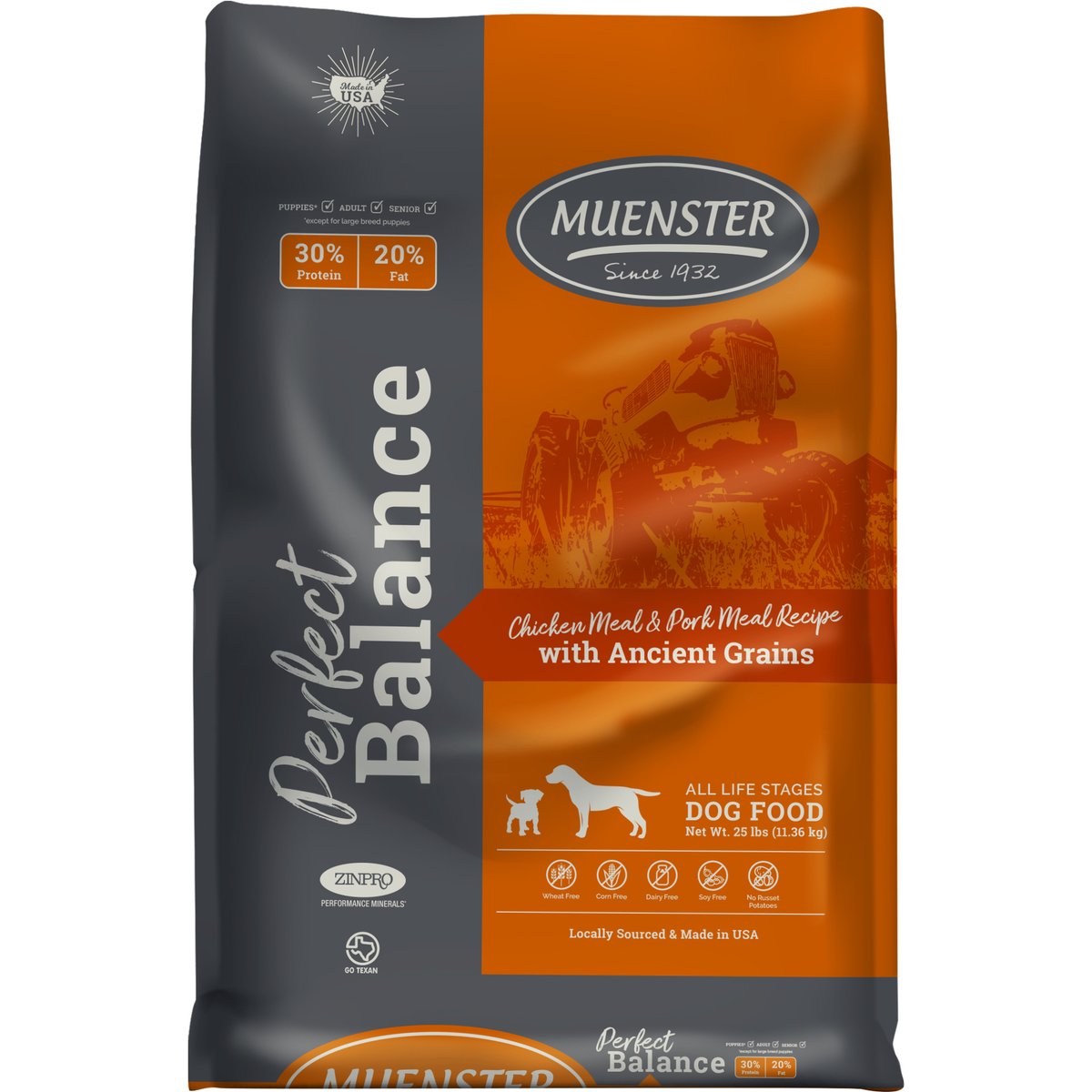 Muenster Perfect Balance Chicken Meal & Pork Meal Recipe with Ancient Grains Dry Dog Food, 25-lb bag