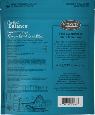 Show full view: Muenster Perfect Balance Beef Bites Freeze-Dried Dog Food, 12-oz bag slide 3 of 11