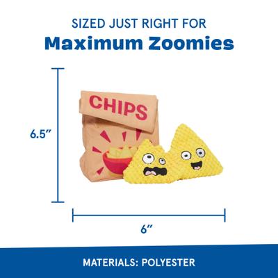 Show full view: BARK A-Maize-Ing Corn Chips Plush Dog Toy, Multi Colored, X-Small slide 3 of 9