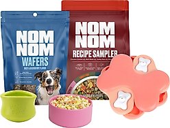 Nom Nom Enrichment Kit: Fresh Frozen Dog Food + Beef & Blueberry Dehydrated Treats + Nina Ottosson Tornado Toy + West Paw Treat Dispensing Toy