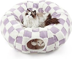 Lesure 2-in-1 Cat Tunnel Bed, Purple, Standard