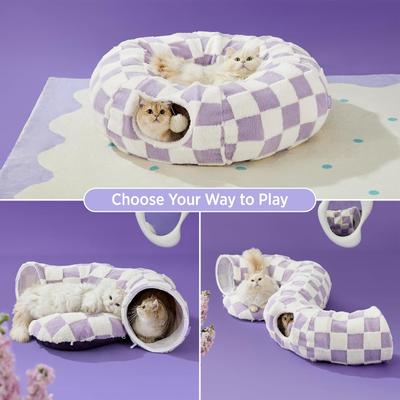 Show full view: Lesure 2-in-1 Cat Tunnel Bed, Purple, Standard slide 2 of 8