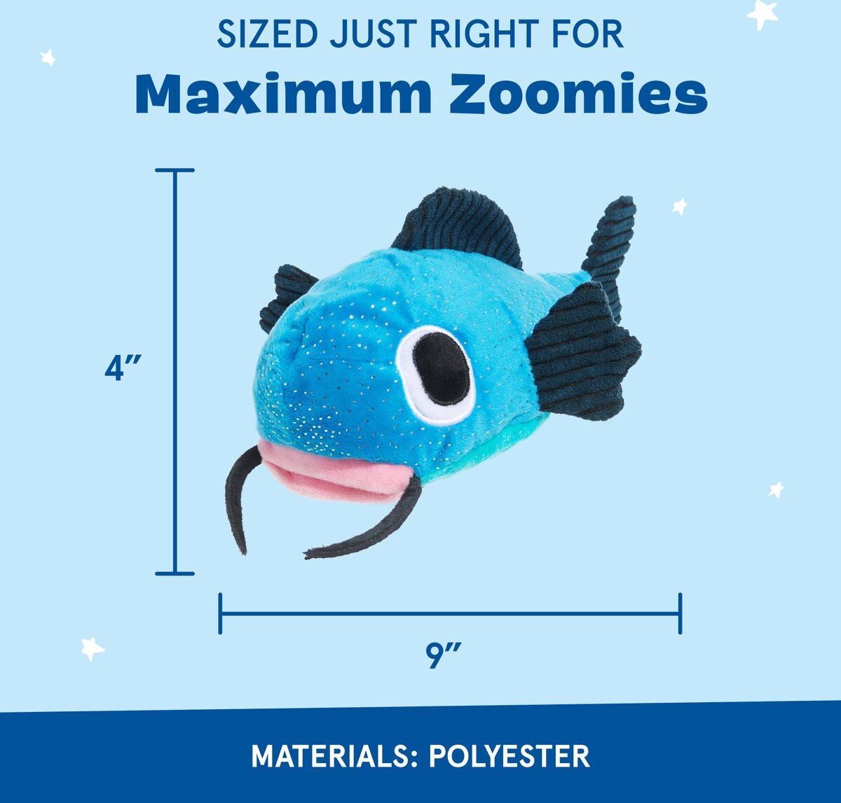 BARK Catfish Claude Plush Dog Toy, Multi Colored