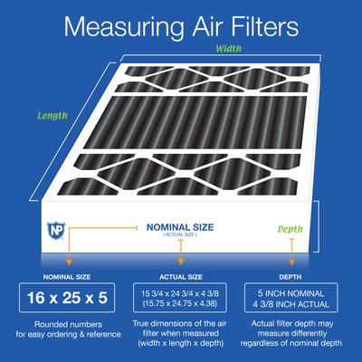 Show full view: Nordic Pure Honeywell/Lennox Replacement Pure Carbon Pleated Odor Reduction Merv 8 Furnace Filter, 16 x 25 x 5-in H, 1 count slide 3 of 10