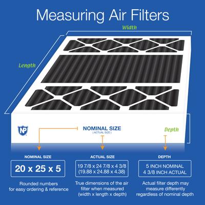 Show full view: Nordic Pure Honeywell/Lennox Replacement Pure Carbon Pleated Odor Reduction Merv 8 Furnace Filter, 20 x 25 x 5-in H, 1 count slide 3 of 9