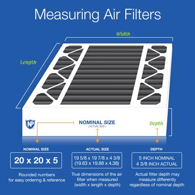 Show full view: Nordic Pure Honeywell/Lennox Replacement Pure Carbon Pleated Odor Reduction Merv 8 Furnace Filter, 20 x 20 x 5-in H, 2 count slide 3 of 9