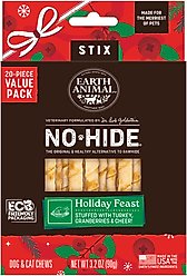 Earth Animal Seasonal Stix Holiday Feast Recipe Rawhide-Free Dog & Cat Treats, 20 count
