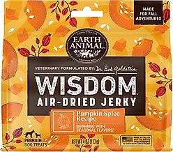 Earth Animal Wisdom Seasonal Pumpkin Spice Recipe Air-Dried Jerky Strips Dog Treats, 4-oz bag