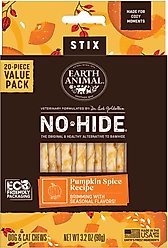 Earth Animal Seasonal Stix Pumpkin Spice Recipe Rawhide-Free Dog & Cat Treats, 20 count