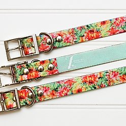 Zaley Designs Trim to Size Tropical Floral Polyurethane Dog Collar, Large: 15 to 25-in neck, 1-in wide slide 2 of 5