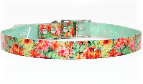 Show full view: Zaley Designs Trim to Size Tropical Floral Polyurethane Dog Collar, Large: 15 to 25-in neck, 1-in wide slide 2 of 5