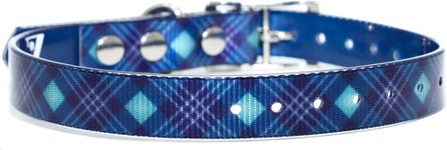 Show full view: Zaley Designs Trim to Size Blue Plaid Polyurethane Dog Collar, Small: 9 to 16-in neck, 3/4-in wide slide 2 of 6