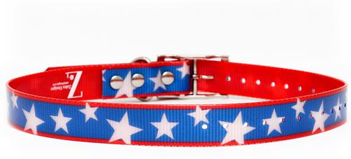 Show full view: Zaley Designs Trim to Size Patriotic Stars Polyurethane Dog Collar, Large: 15 to 25-in neck, 1-in wide slide 2 of 6