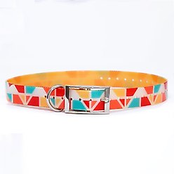 Zaley Designs Trim to Size Sunset Mountains Geometric Polyurethane Dog Collar, Large: 15 to 25-in neck, 1-in wide