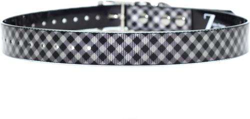 Show full view: Zaley Designs Trim to Size Polyurethane Dog Collar, Black & White Checkered, Large: 15 to 25-in neck, 1-in wide slide 2 of 4