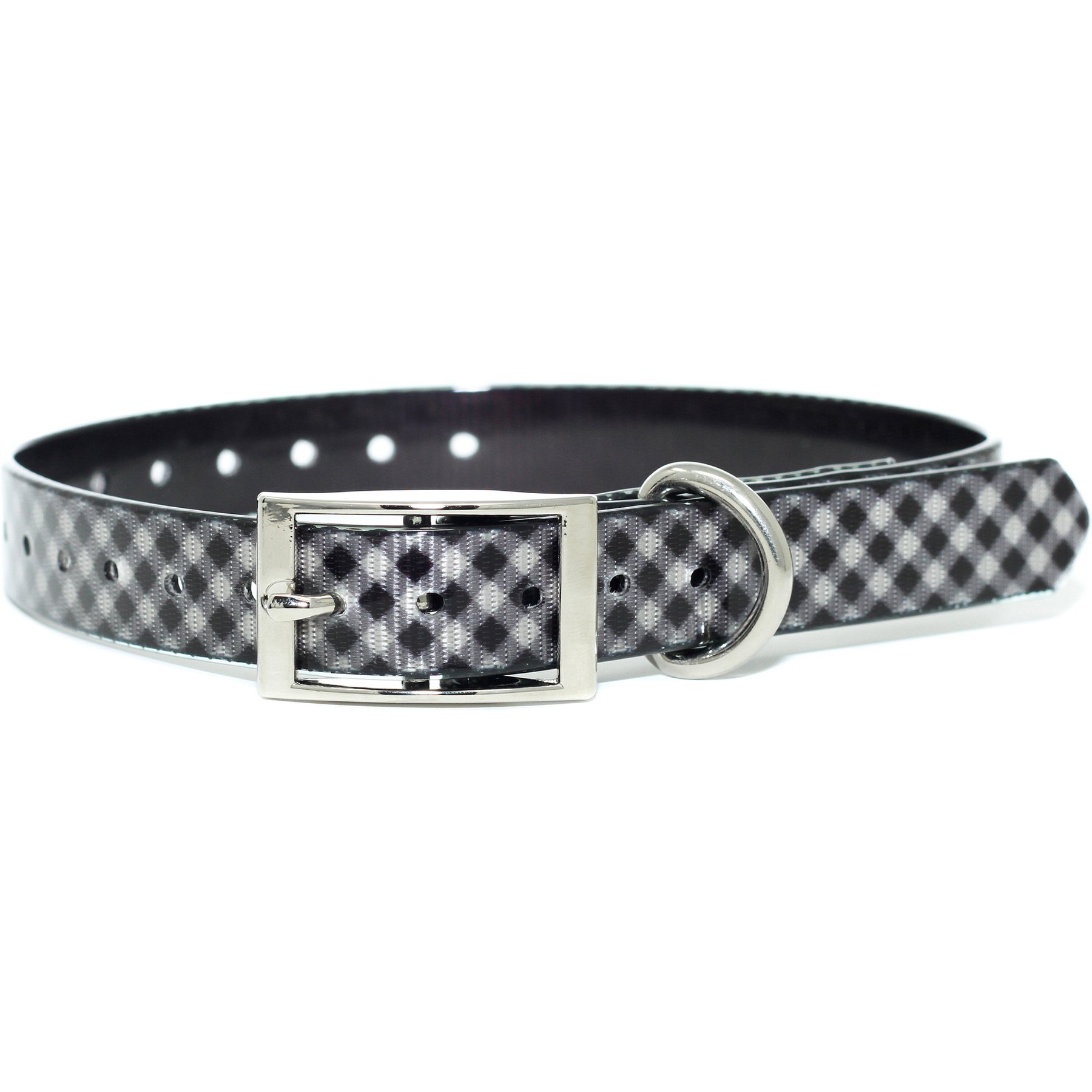 Zaley Designs Trim to Size Polyurethane Dog Collar, Black & White Checkered, Small: 9 to 16-in neck, 3/4-in wide