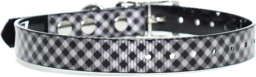 Show full view: Zaley Designs Trim to Size Polyurethane Dog Collar, Black & White Checkered, Small: 9 to 16-in neck, 3/4-in wide slide 2 of 5