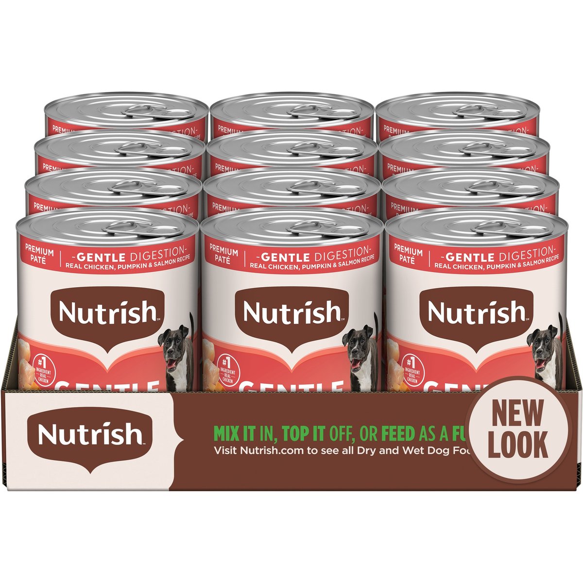 Rachael Ray Nutrish Gentle Digestion Real Chicken, Pumpkin & Salmon Recipe Premium Pate Wet Dog Food, 13-oz, case of 12