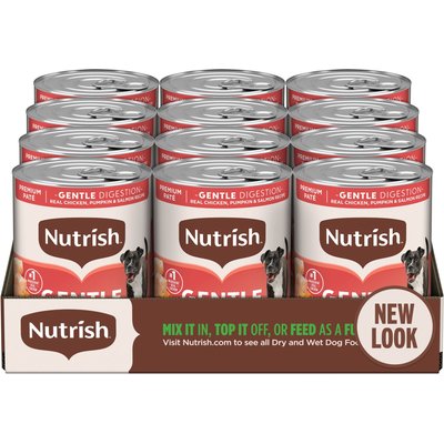 Rachael Ray Nutrish Rachael Ray Nutrish Gentle Digestion Real Chicken, Pumpkin & Salmon Recipe Premium Pate Wet Dog Food, 13-oz, case of 12