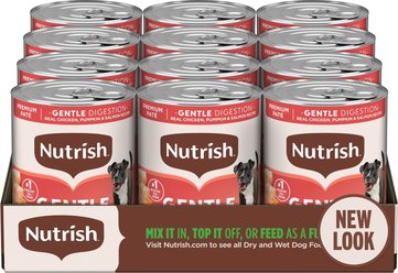 Rachael Ray Nutrish Gentle Digestion Real Chicken, Pumpkin & Salmon Recipe Premium Pate Wet Dog Food, 13-oz, case o...