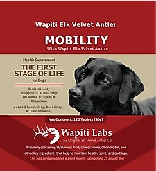 Wapiti Labs Mobility Formula Dog Tablets Supplement, 120 tablet
