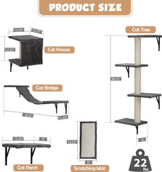 Coziwow Wall Mounted Shelves Set Cat Tree, Gray, 5-Pack slide 2 of 8