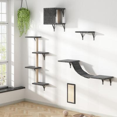 Show full view: Coziwow Wall Mounted Shelves Set Cat Tree, Gray, 5-Pack slide 7 of 10