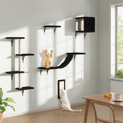 Show full view: Coziwow Wall Mounted Shelves Set Cat Tree, Black, 5-Pack slide 4 of 11