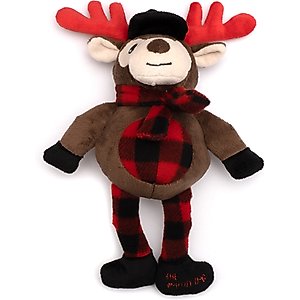 The Worthy Dog Christmas Happy Camper Moose Dog Toy, Brown, One Size
