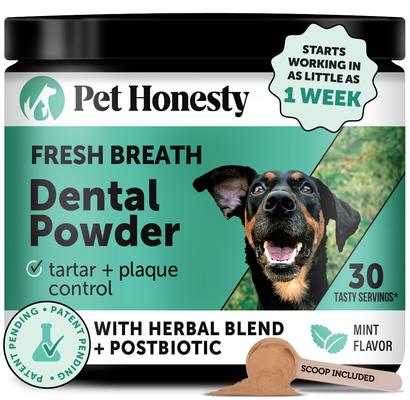 PetHonesty Fresh Breath Mint Flavored Teeth Cleaning & Plaque Removal Dental Powder Supplement for Dogs