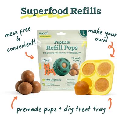 Show full view: Woof Starter Pack Chicken & Peanut Butter Flavored Treats, Silicone Mold & Pupsicle Dog Toy, Large slide 4 of 11