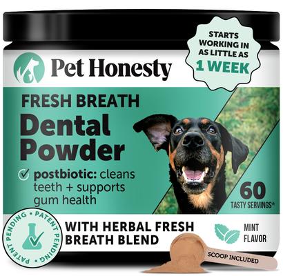Show full view: Pet Honesty Fresh Breath Freshener Mint Flavored Dental Powder for Dogs, 10.5-oz jar slide 1 of 11
