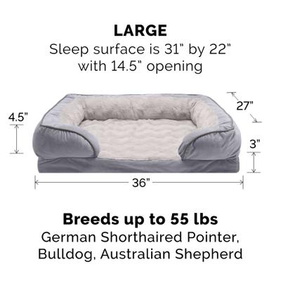 Show full view: FurHaven Velvet Waves Perfect Comfort Cooling Gel Bolster Cat & Dog Bed with Removable Cover, Granite Gray, Large slide 4 of 10