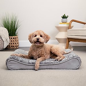 FurHaven Ultra Plush Luxe Lounger Orthopedic Cat & Dog Bed with Removable Cover, Gray, Medium