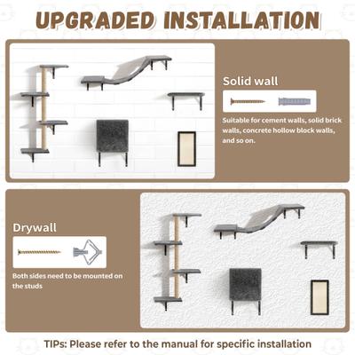 Show full view: Coziwow Wall Mounted Shelves Set Cat Tree, Gray, 5-Pack slide 5 of 10